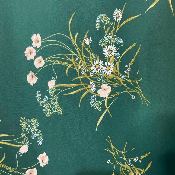 NWT Rihoas 2XL Floral Green Chiffon Stye Flutter Sleeve Square Neck Midi Dress - Picture 9 of 14